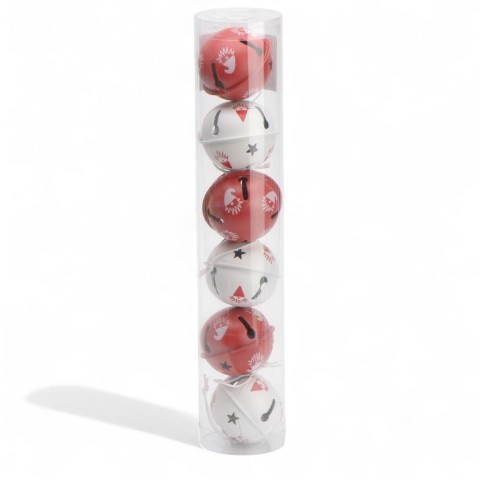 CAMPANELLE METALLO 5CM 6PZ ROSSOBIANCO